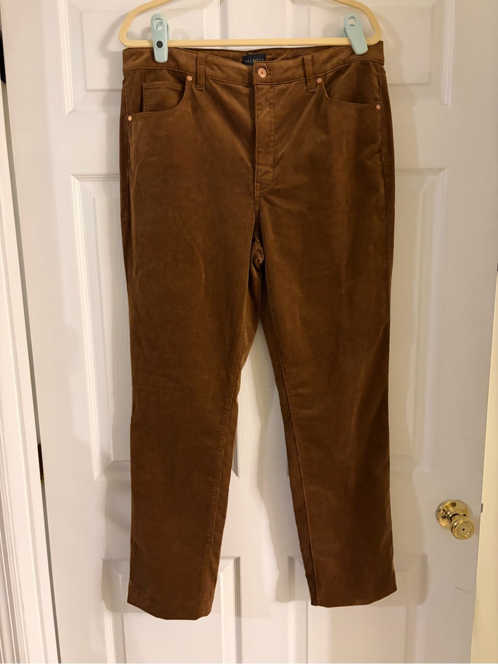 NWT Talbots Corduroy Straight Leg Pant‎ brown women’s size 14 slimming